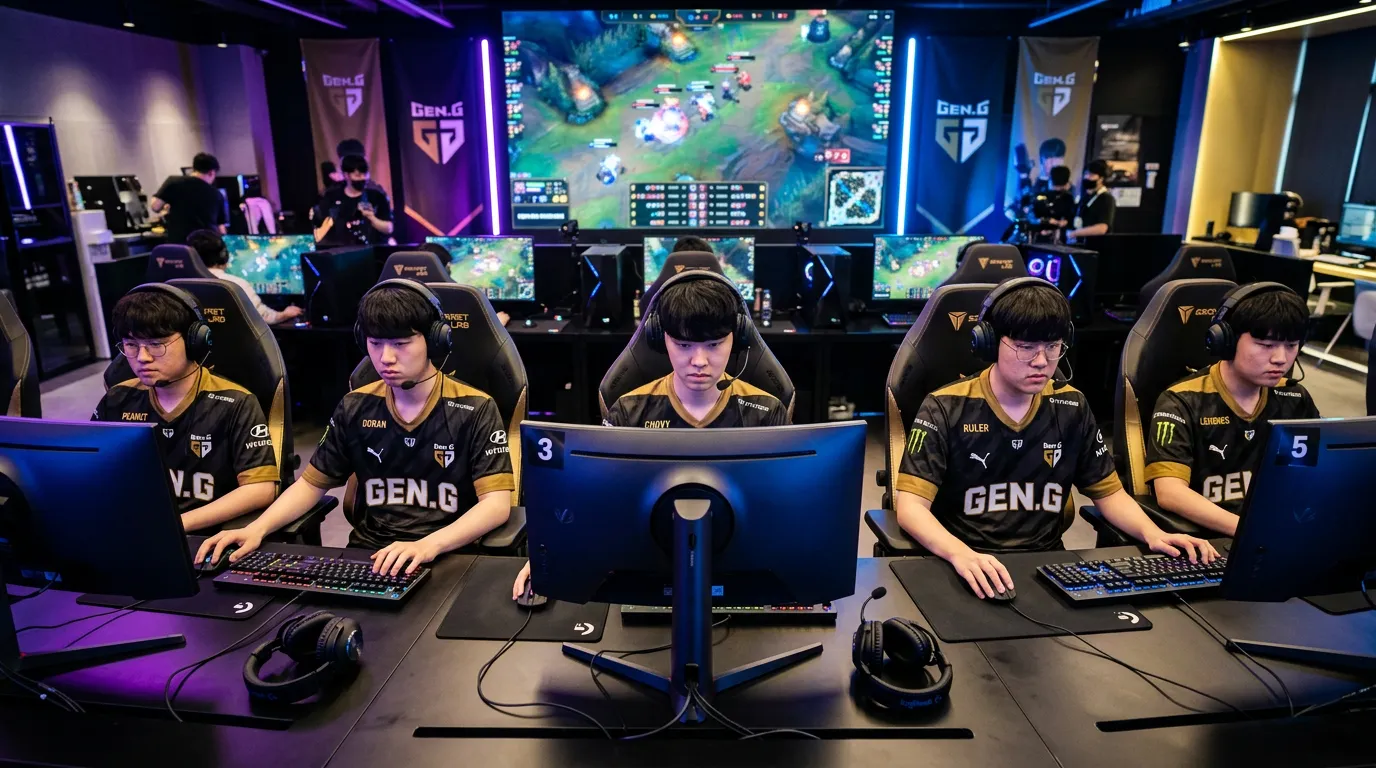 Equipo Gen.G de League of Legends preparándose para competir en Worlds