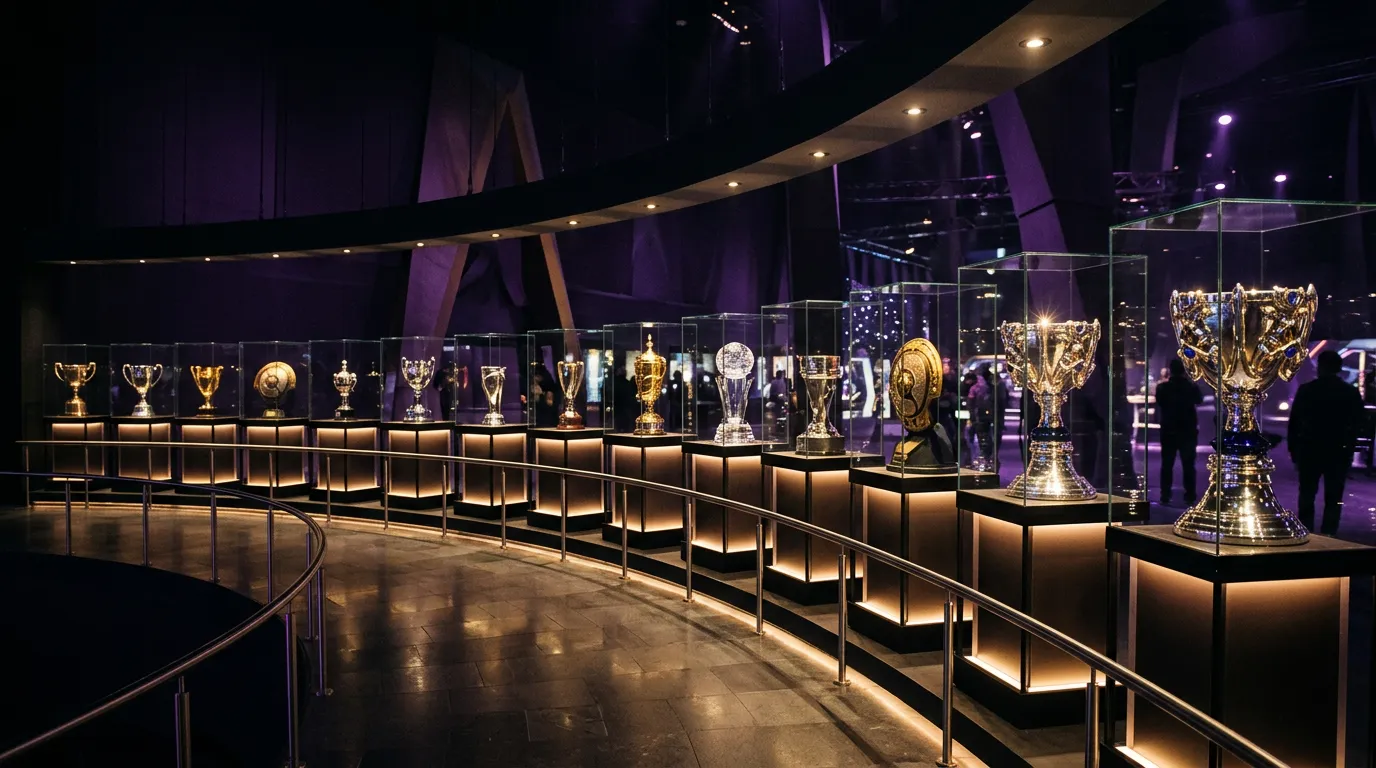Línea temporal con los trofeos del Campeonato Mundial de League of Legends